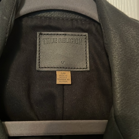 True Religion Black Leather Jacket worn one time.  Like brand NEW - Picture 3 of 9
